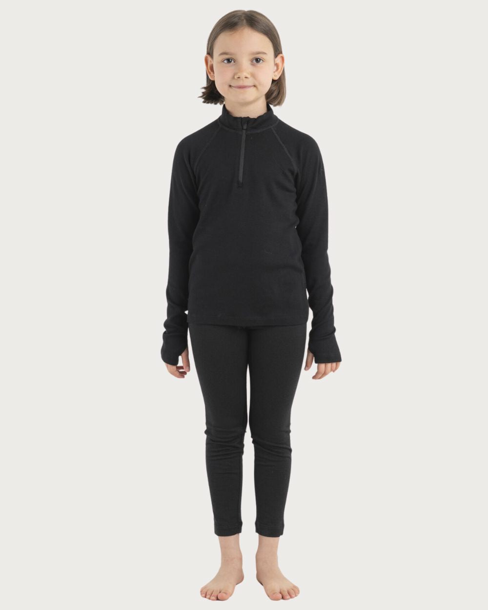 Kids Icebreaker Merino 260 Thermal Long Sleeve Half Zip - Black Thermals Icebreaker 4yrs 