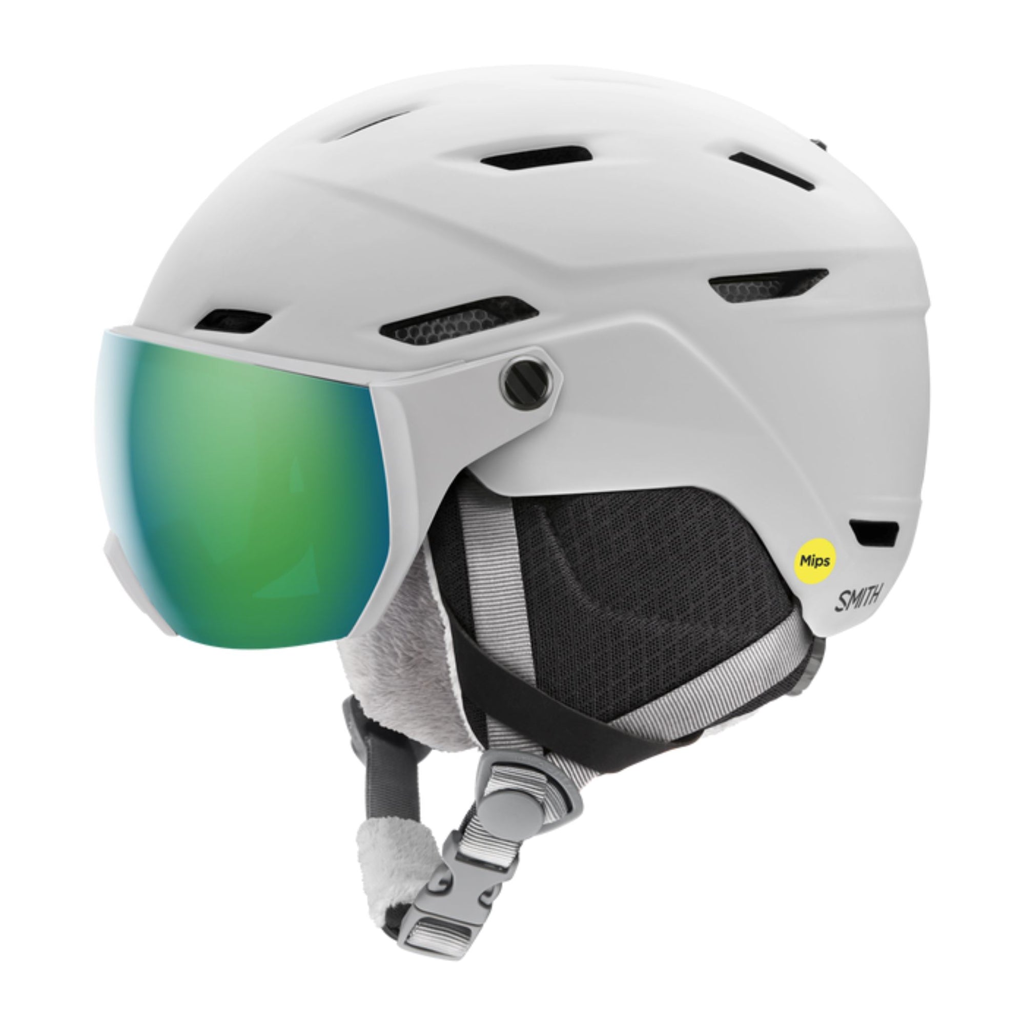 Kids Smith Survey Jr. MIPS Helmet - Matte White / Green Mirror Helmets Smith Small - Medium (48-56CM) 