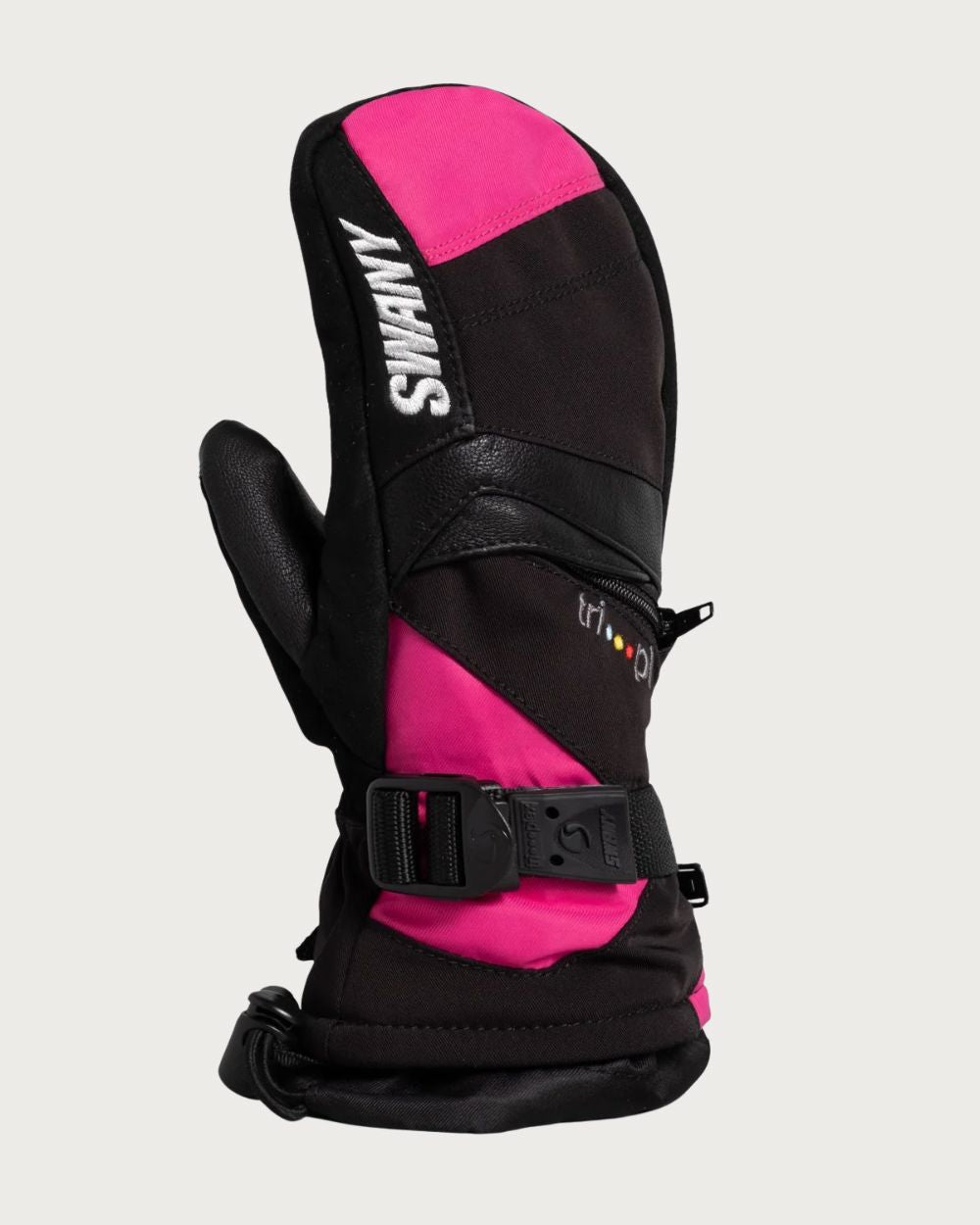 Kids Swany X-Change Waterproof Mitten - Black/Magenta Mittens Swany 