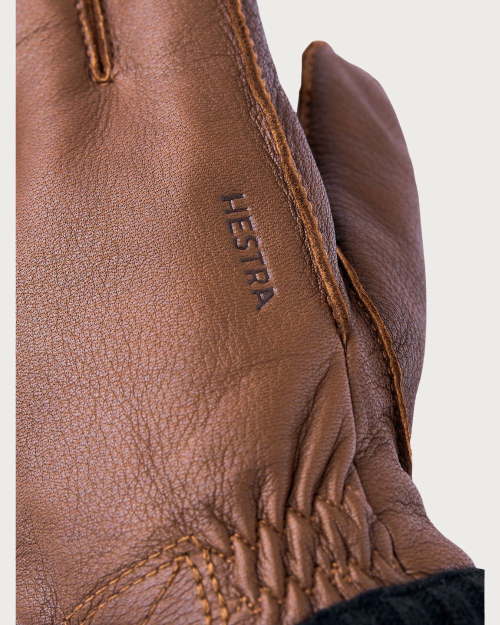Mens Hestra Deerskin Primaloft Rib Gloves - Dark Brown Après Gloves Hestra 