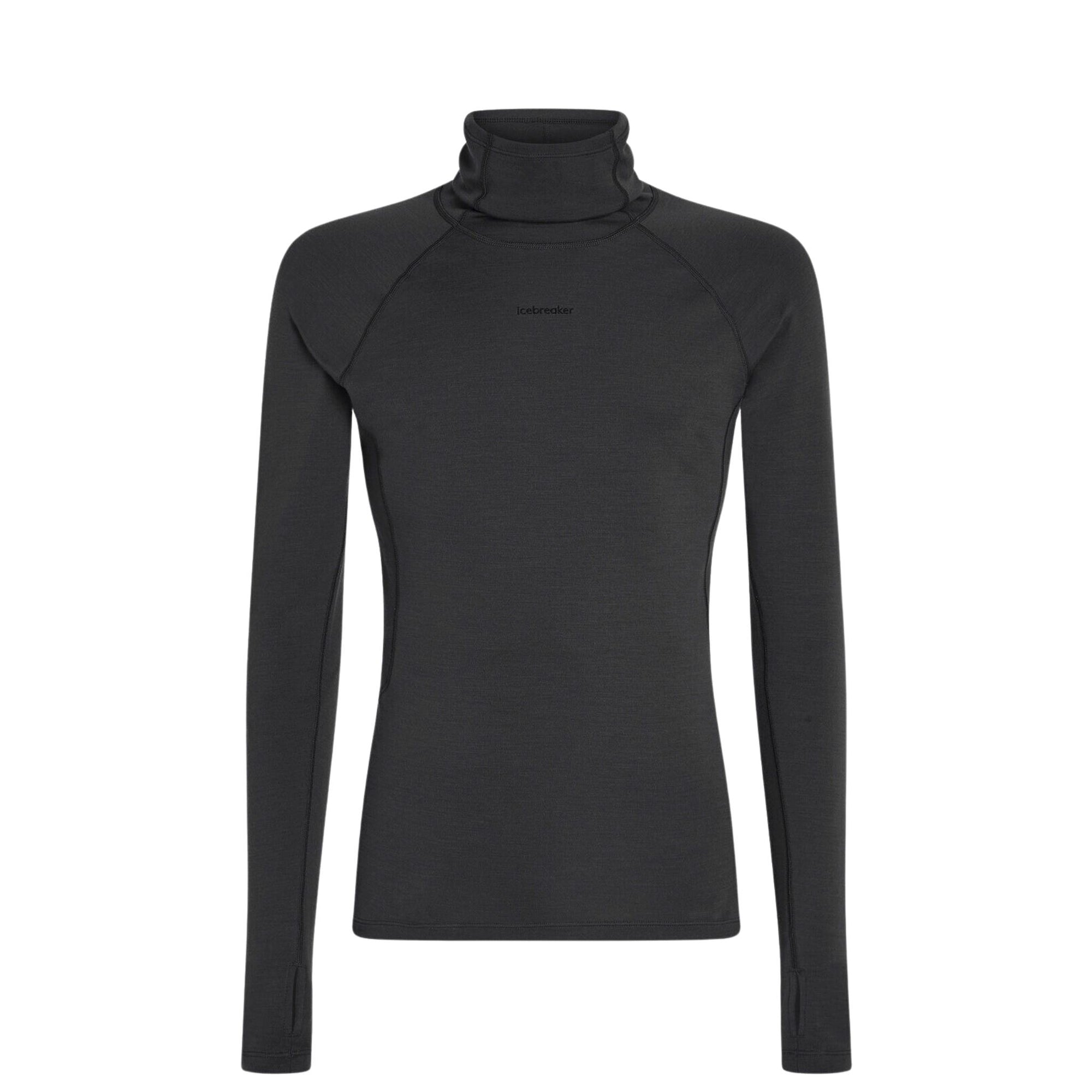 Mens Icebreaker 300 MerinoFine Polar Long Sleeve Roll Neck - Black Thermals Icebreaker 