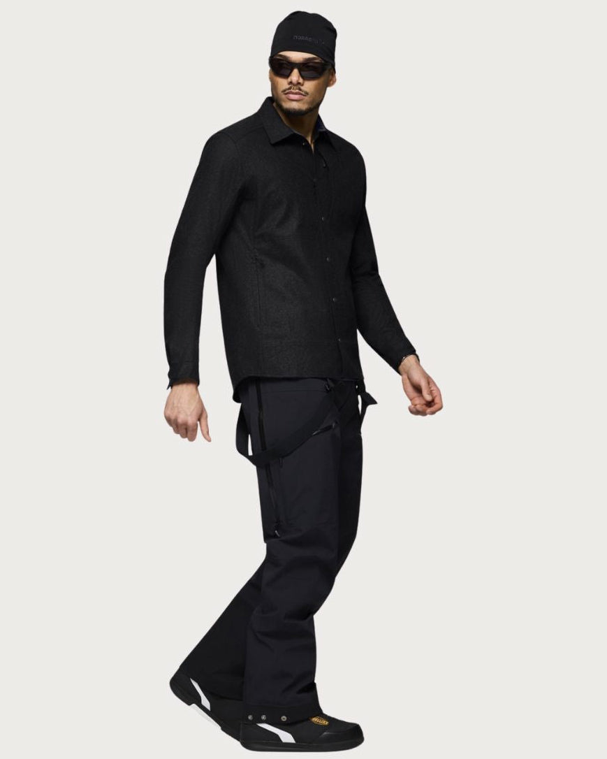 Mens Norrøna Tamok Wool Plain Shirt - Caviar Melange Mid Layers Norrøna 