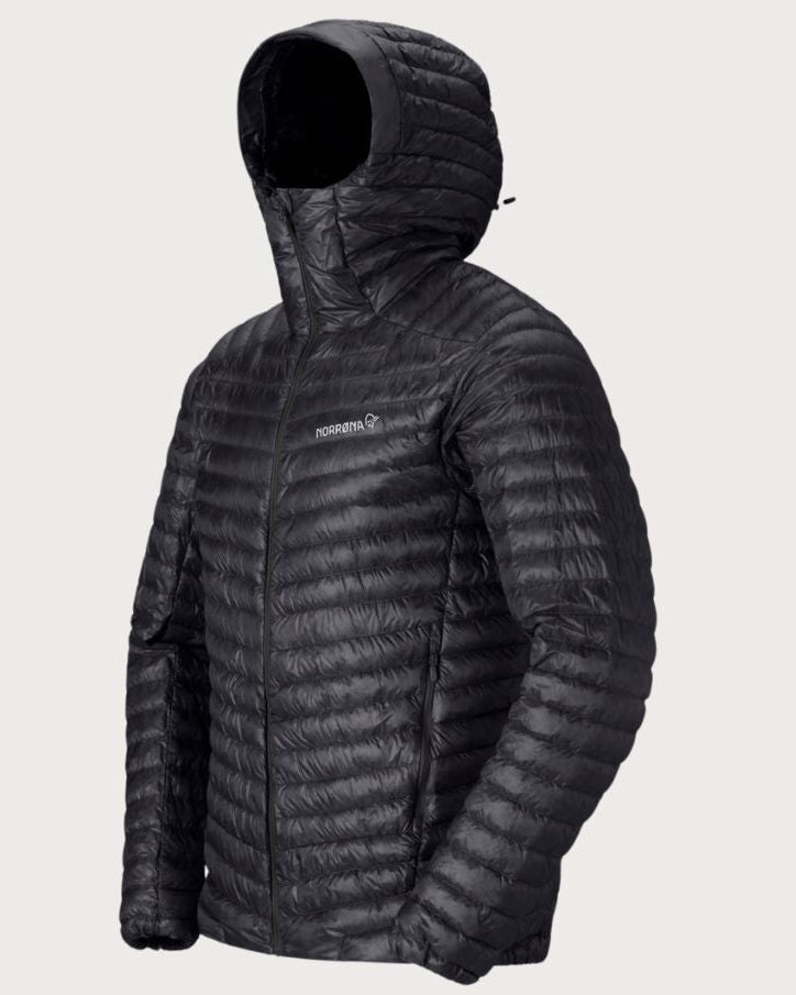 Mens Norrøna Trollveggen Superlight Down800 Hooded Jacket - Caviar Black Jackets Norrøna 