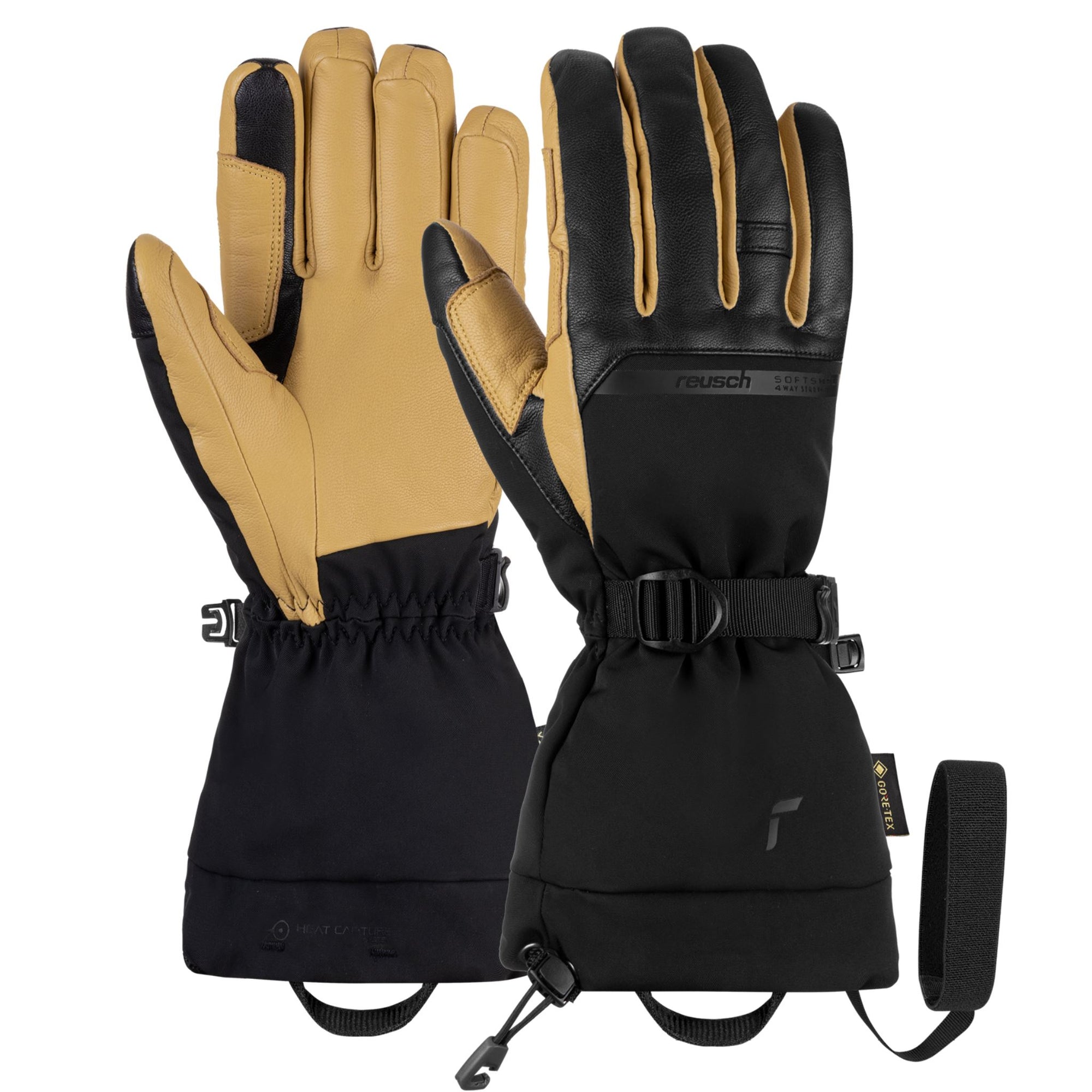 Mens Reusch Discovery GORE-TEX Touch Tech Glove - Black/Camel Gloves Reusch 