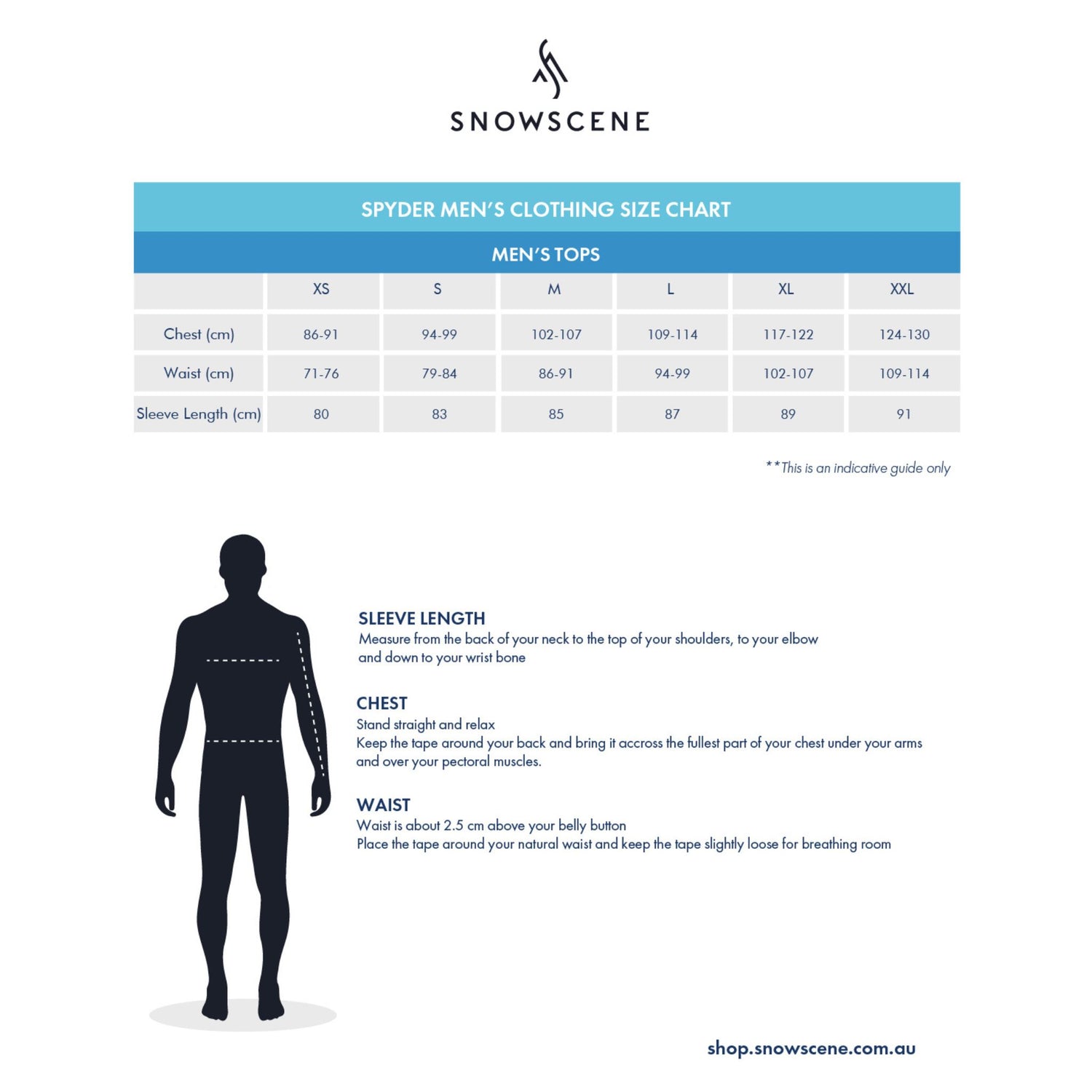 Mens Spyder Epiphany Jacket Size Chart