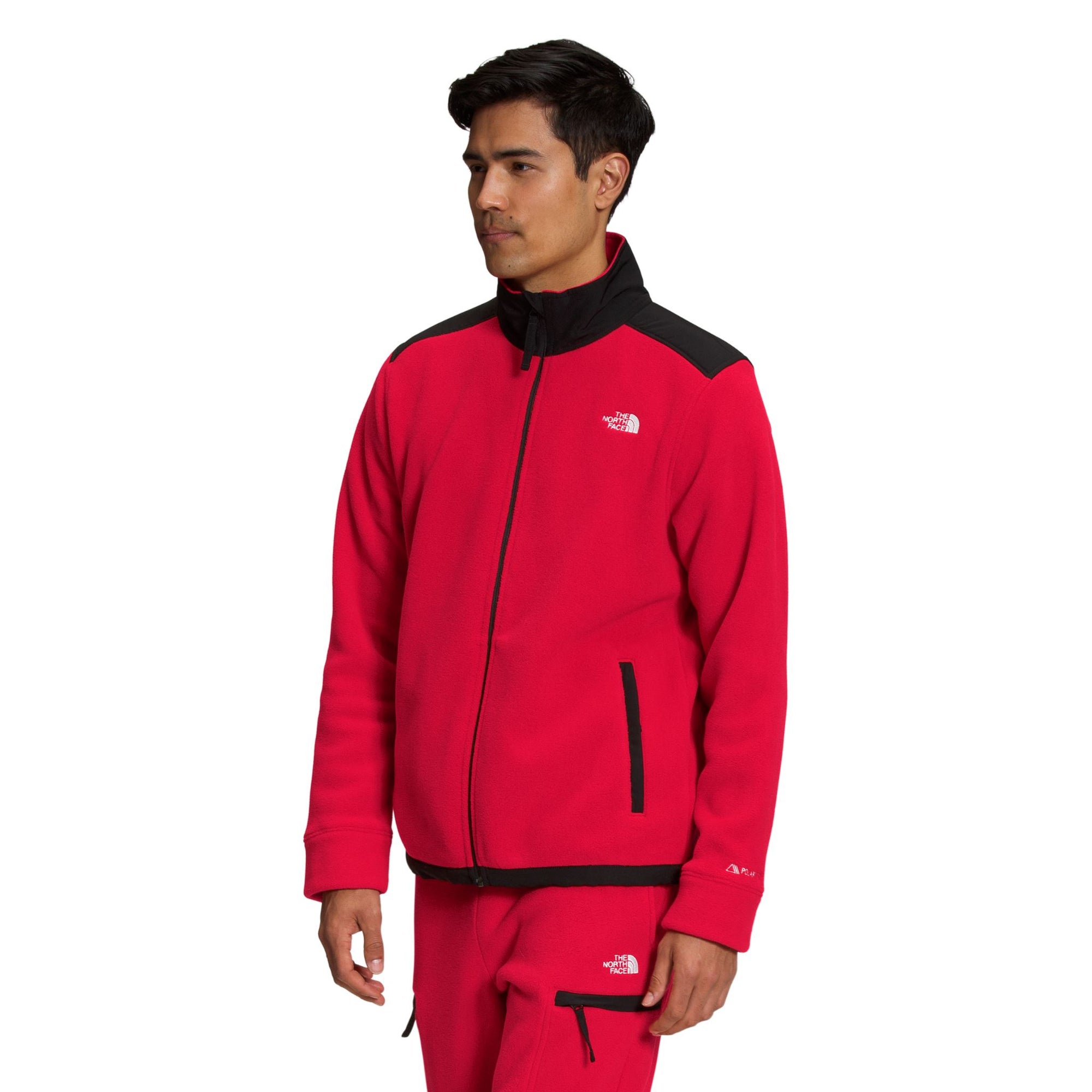 Mens The North Face Alpine Polartec 200 Full Zip Jacket- TNF Black / TNF Red