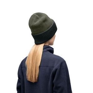 Norrøna Heavy MerinoUll Contrast Beanie - Olive Night Melange