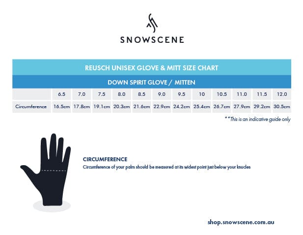 Reusch size hot sale chart