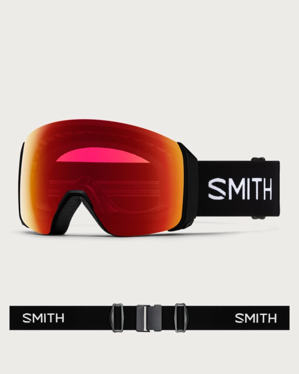 Smith 4D MAG Goggles (Medium Asian Fit) - Black Chromapop Photochromic Red Mirror Goggles Smith 