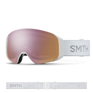 Smith 4D MAG S Goggles (Small Fit) - White Chunky Knit ChromaPop Everyday Rose Gold Mirror