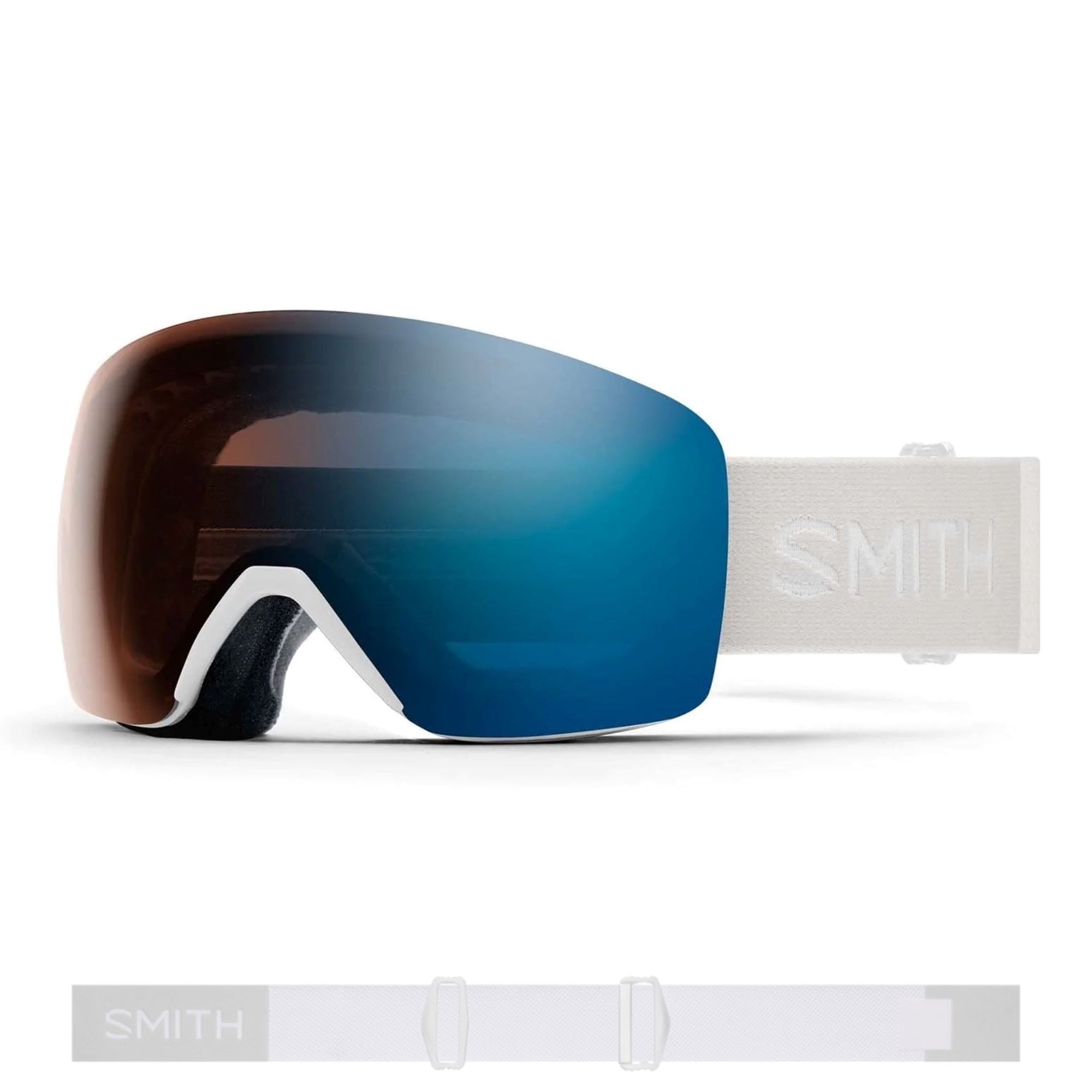 Smith Skyline Goggles (Medium Fit) - White Vapor ChromaPop Pro Photochromic Blue Mirror Goggles Smith 