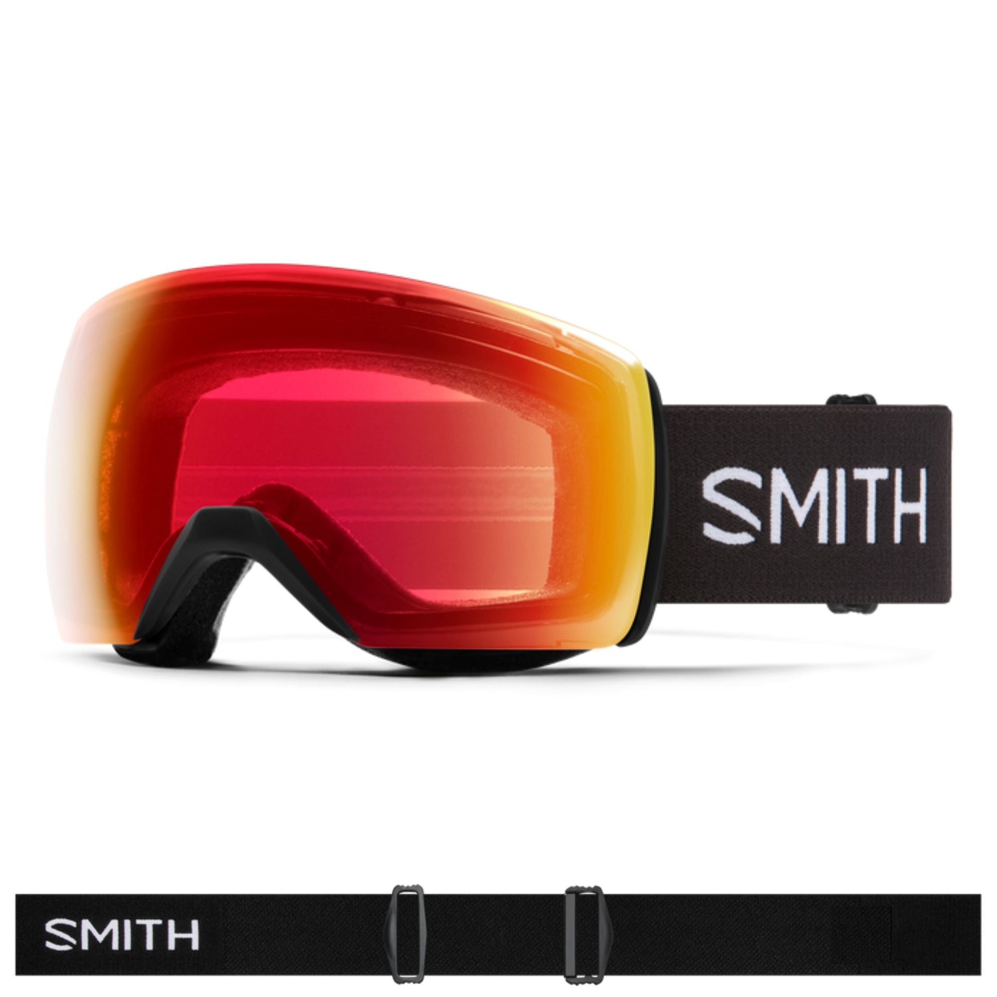 Smith Skyline XL Goggles (Large Fit) - Black ChromaPop Photochromic Red Mirror Goggles Smith 
