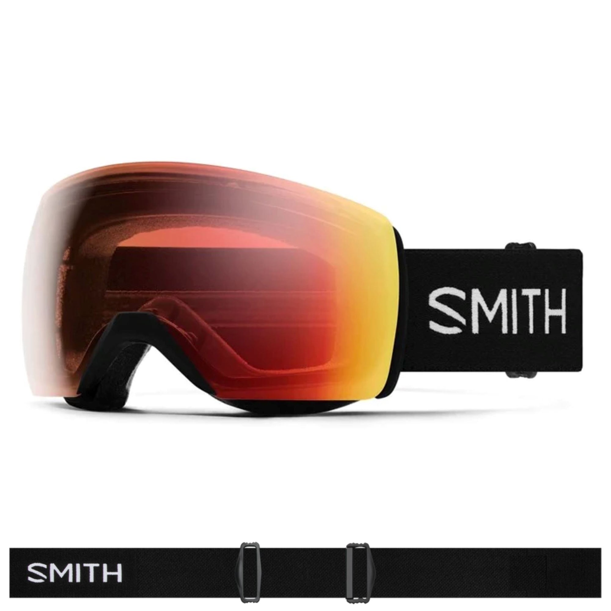 Smith Skyline XL Goggles (Large Fit) - Black ChromaPop Pro Photochromic Red Mirror Goggles Smith 