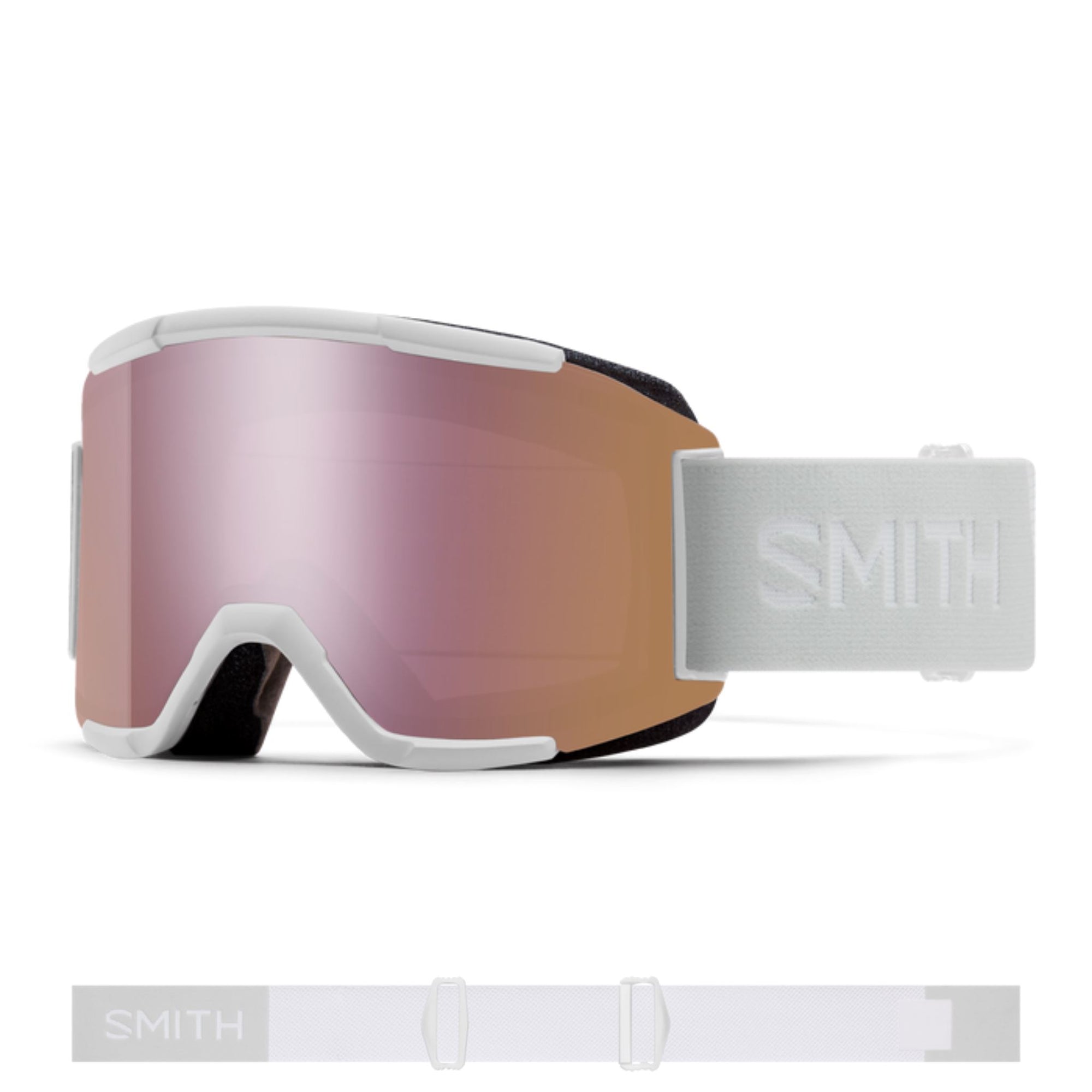 Smith Squad Goggle (Medium Fit) - White Vapour ChromaPop Rose Gold Mirror Goggles Smith 