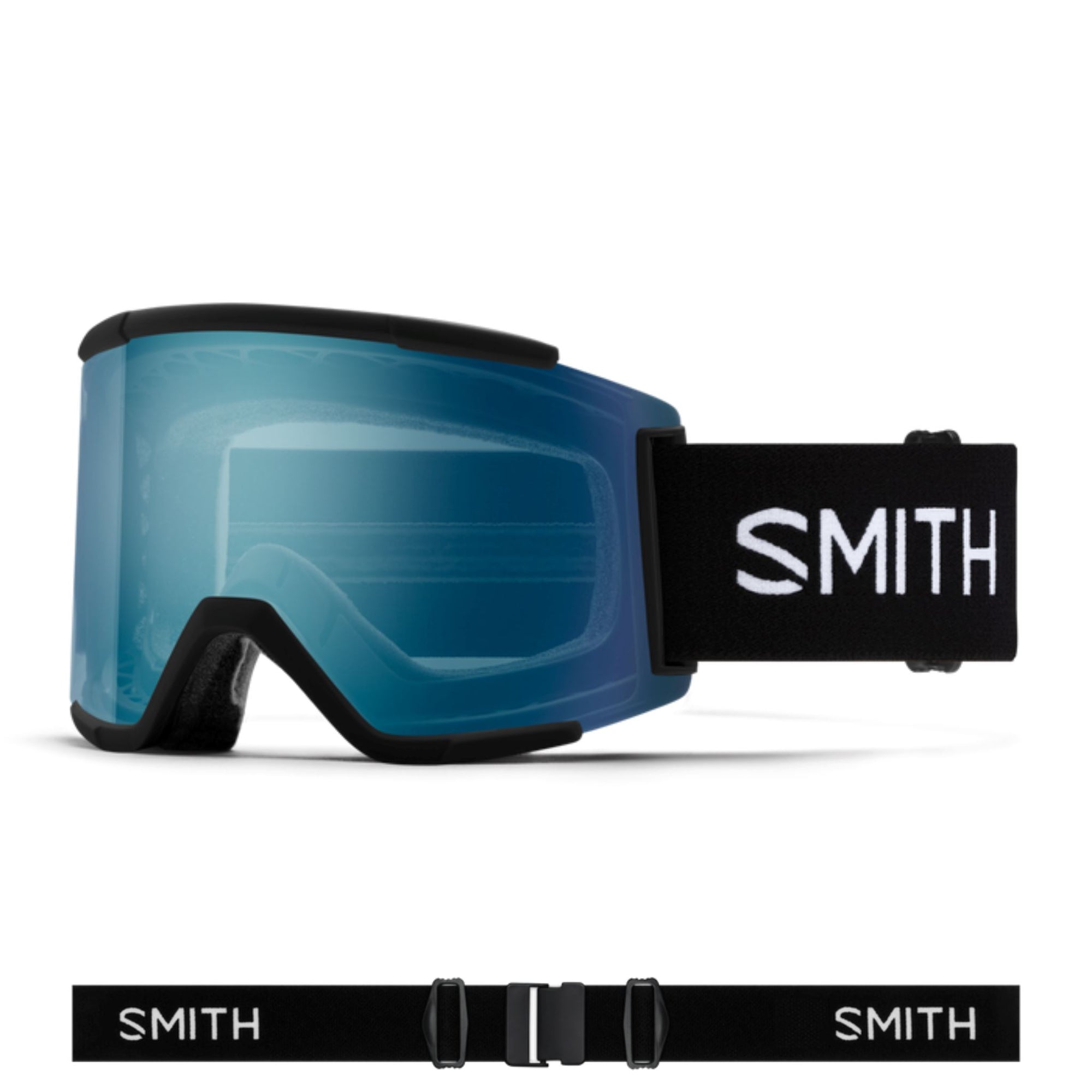 Smith Squad Goggles (Small Asian Fit) - Black ChromaPop Pro Photochromic Blue Mirror Goggles Smith 