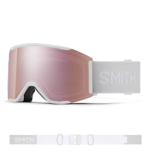 Smith Squad MAG Goggles (Medium Fit) - White Vapor ChromaPop Everyday Rose Gold Mirror Goggles Smith 