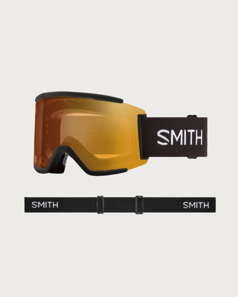 Smith Squad XL (Large Fit) Goggles - Black ChromaPop Pro Photochromic Gold Mirror Goggles Smith 