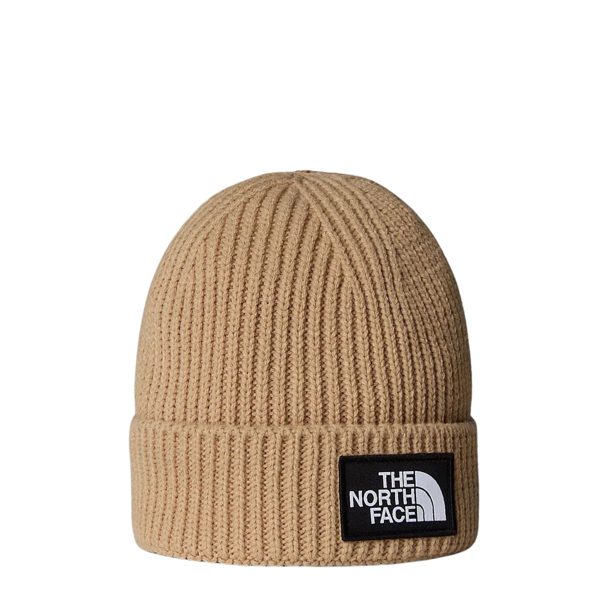 The North Face Logo Box Cuff Beanie - Khaki Stone Beanies The North Face 