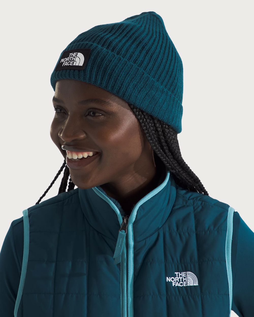 The North Face Logo Box Cuff Beanie - Midnight Petrol Beanies The North Face OSFM 