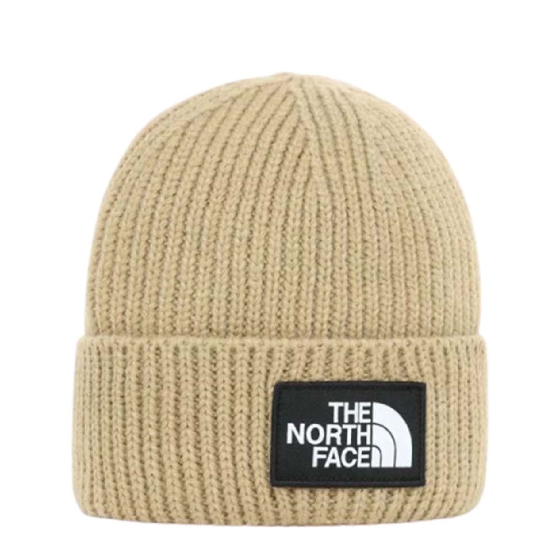 The North Face Logo Box Cuff Beanie (Small) - Almond Butter Beanies The North Face 
