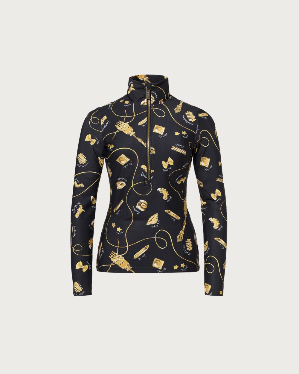 Womens Goldbergh GOLD Farfalle Ski Pully - La Pasta Dorata Black Thermals Goldbergh 