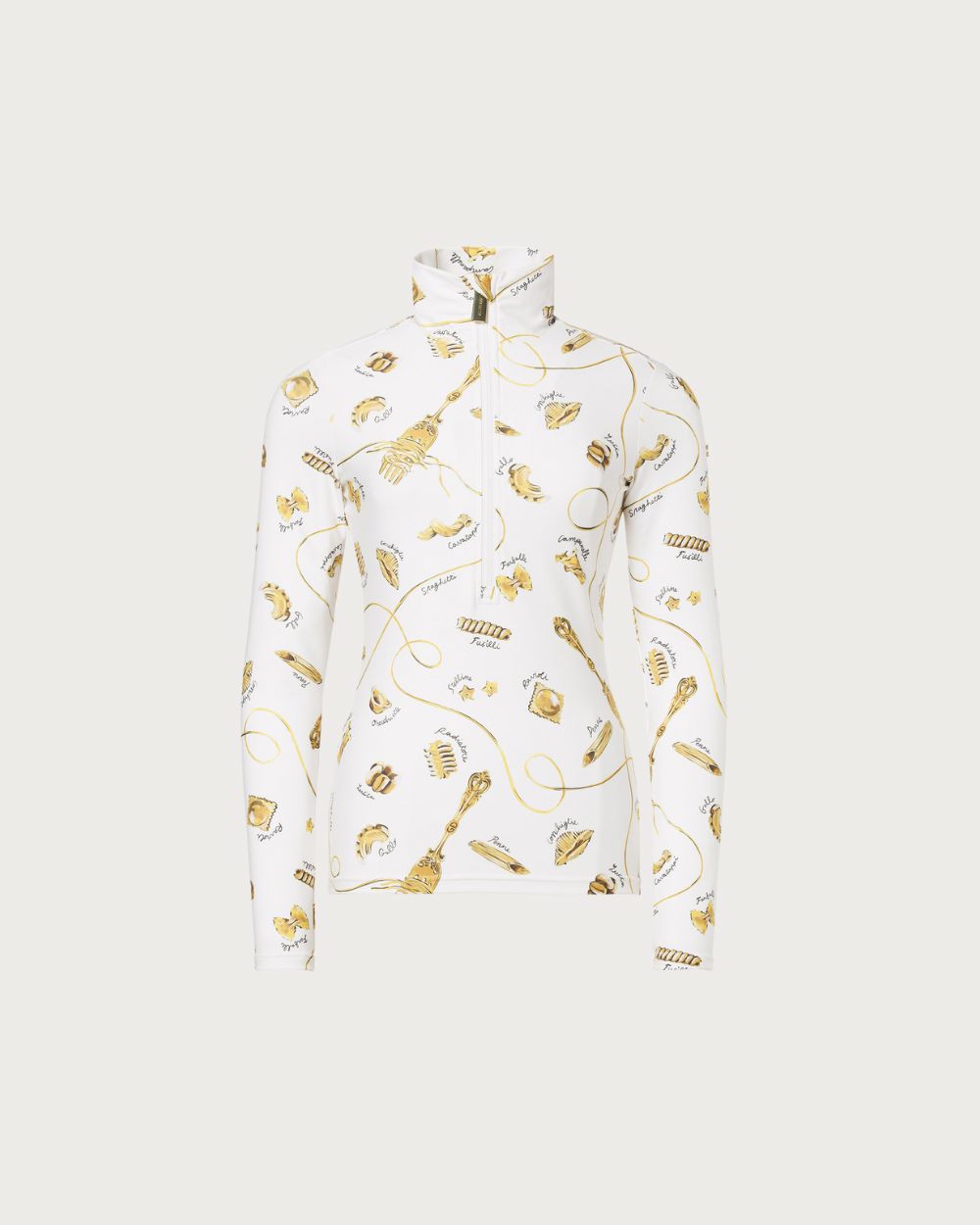 Womens Goldbergh GOLD Farfalle Ski Pully - La Pasta Dorata Creme Thermals Goldbergh 