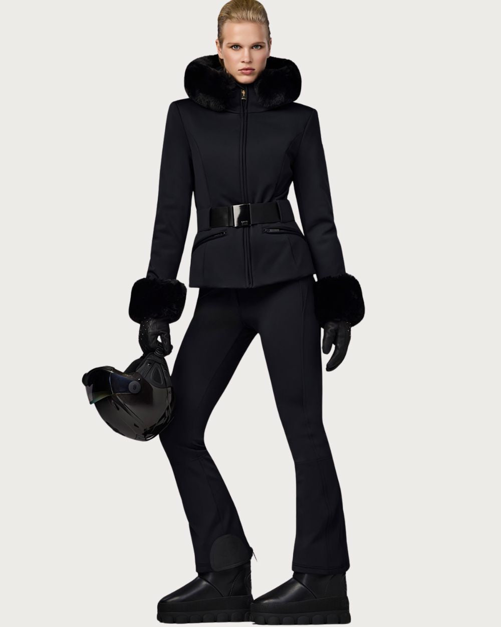 Womens Goldbergh GOLD Prezioso Faux Border Jacket -Black Jackets Goldbergh 