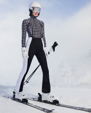 Womens Goldbergh Impress Ski Pully Long Sleeve - Black Retro Dot Thermals Goldbergh 