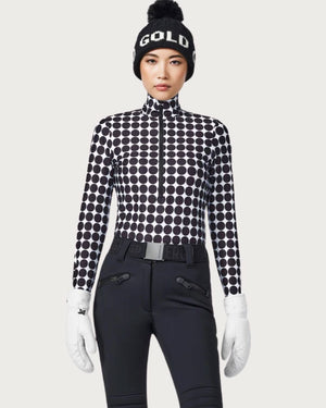 Womens Goldbergh Impress Ski Pully Long Sleeve - Black Retro Dot Thermals Goldbergh 