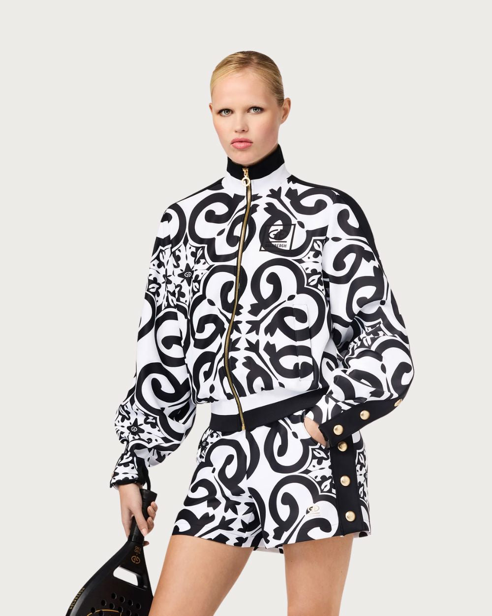 Womens Goldbergh Solara Track Jacket - Black and White Après Jackets Goldbergh 