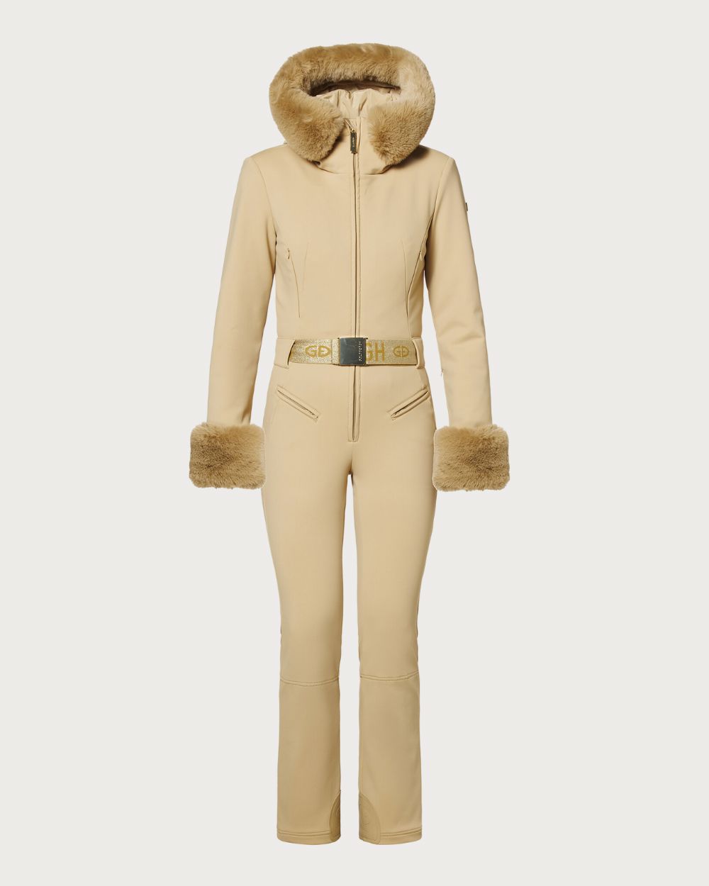 Womens Goldbergh Vita Faux Border Ski Suit - Caramello One Piece Suits Goldbergh 36 INTL / 8 AU 