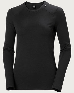 Womens Helly Hansen LIFA Merino Midweight Thermal Crew - Black Thermals Helly Hansen 