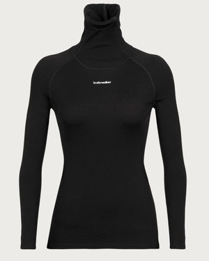 Womens Icebreaker 300 Merino Long Sleeve Roll Neck - Black Thermals Icebreaker 