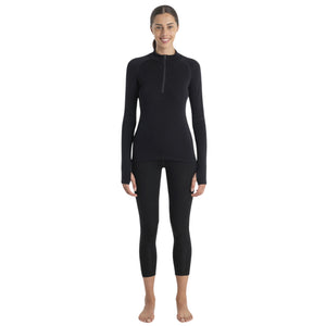 Womens Icebreaker 300 MerinoFine Polar Long Sleeve Half Zip - Black