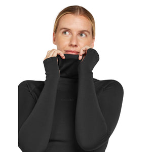 Womens Icebreaker 300 MerinoFine Polar Long Sleeve Roll Neck - Black