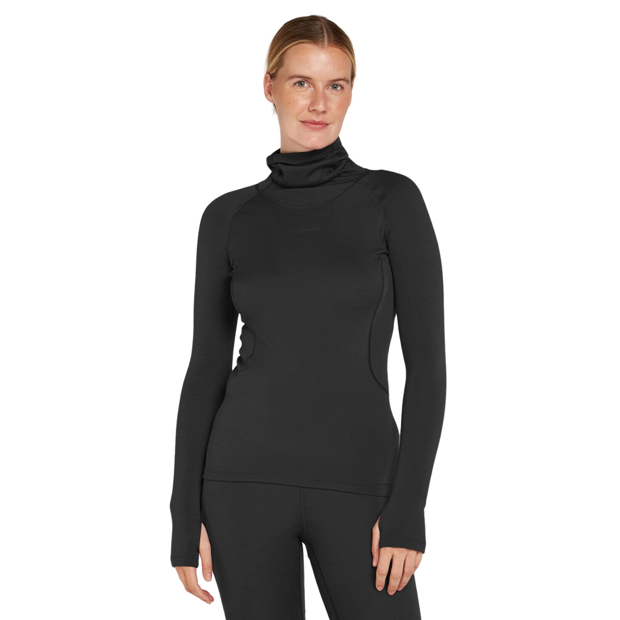 Womens Icebreaker 300 MerinoFine Polar Long Sleeve Roll Neck - Black