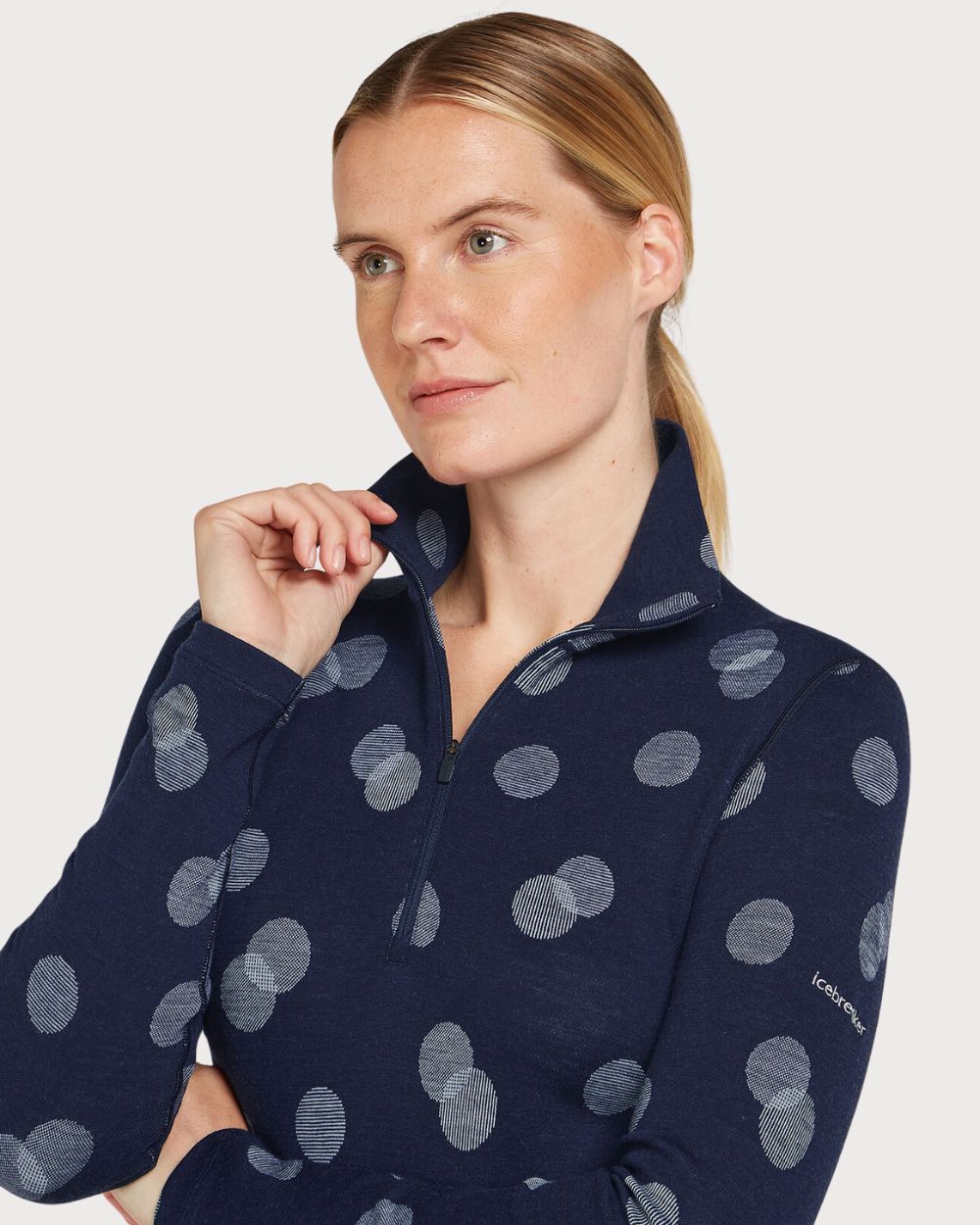 Womens Icebreaker Merino 260 Thermal Vertex Long Sleeve Half Zip Falling Flakes - Midnight Thermals Icebreaker 