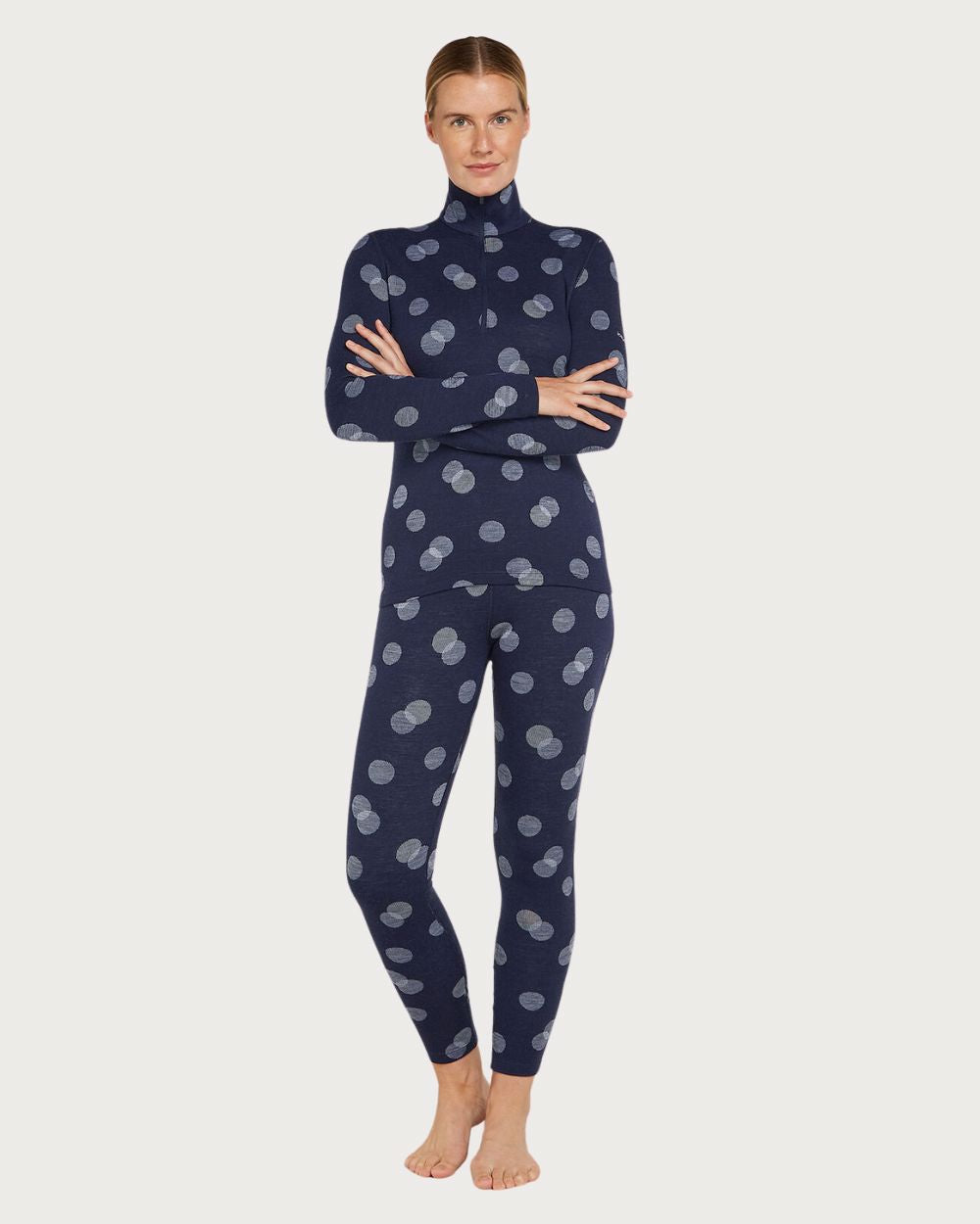 Womens Icebreaker Merino 260 Thermal Vertex Long Sleeve Half Zip Falling Flakes - Midnight Thermals Icebreaker 