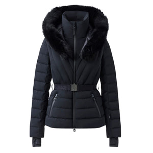 Womens Mackage Elita-Z Down Ski Jacket Real Fur - Black