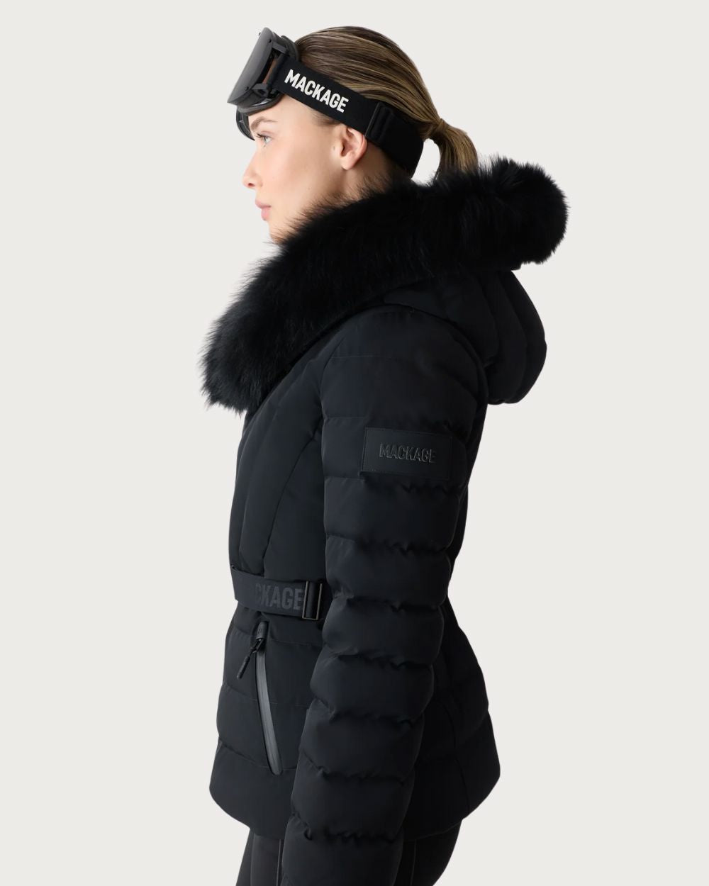 Womens Mackage Elita-ZR Down Ski Jacket Real Fur - Black Jackets Mackage 