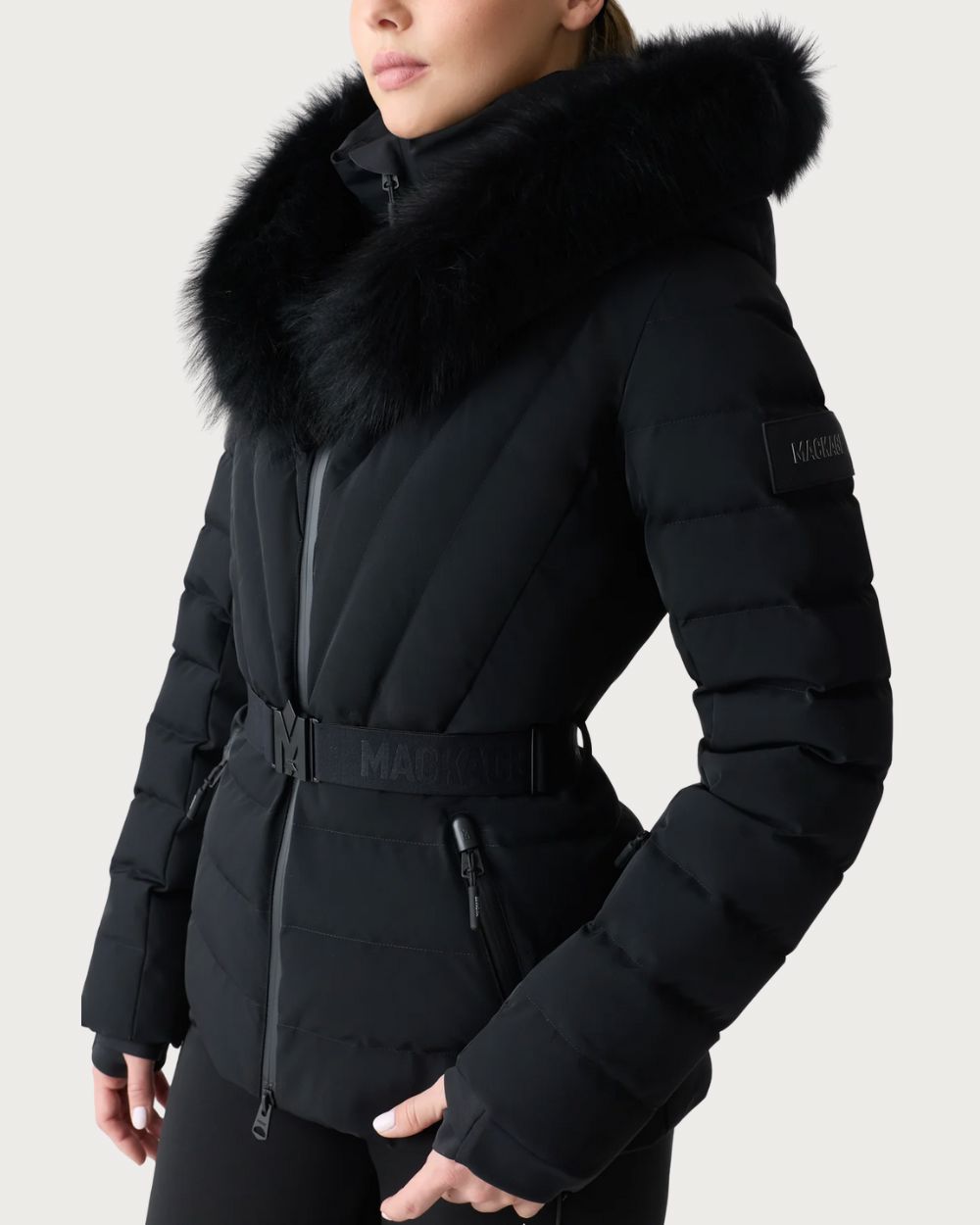 Womens Mackage Elita-ZR Down Ski Jacket Real Fur - Black Jackets Mackage 