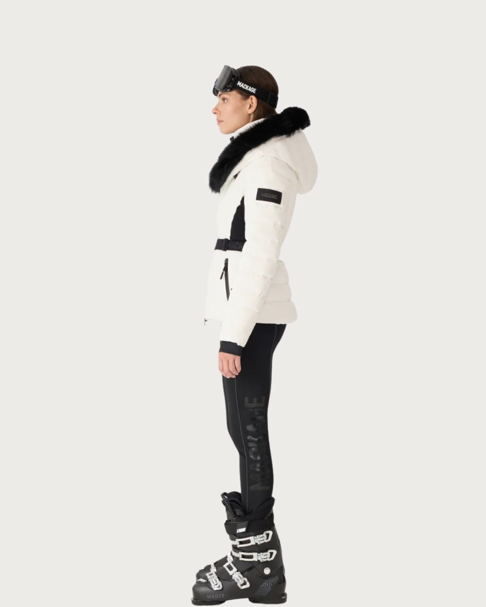 Womens Mackage Elita-ZR Down Ski Jacket Real Fur - Off White Jackets Mackage 