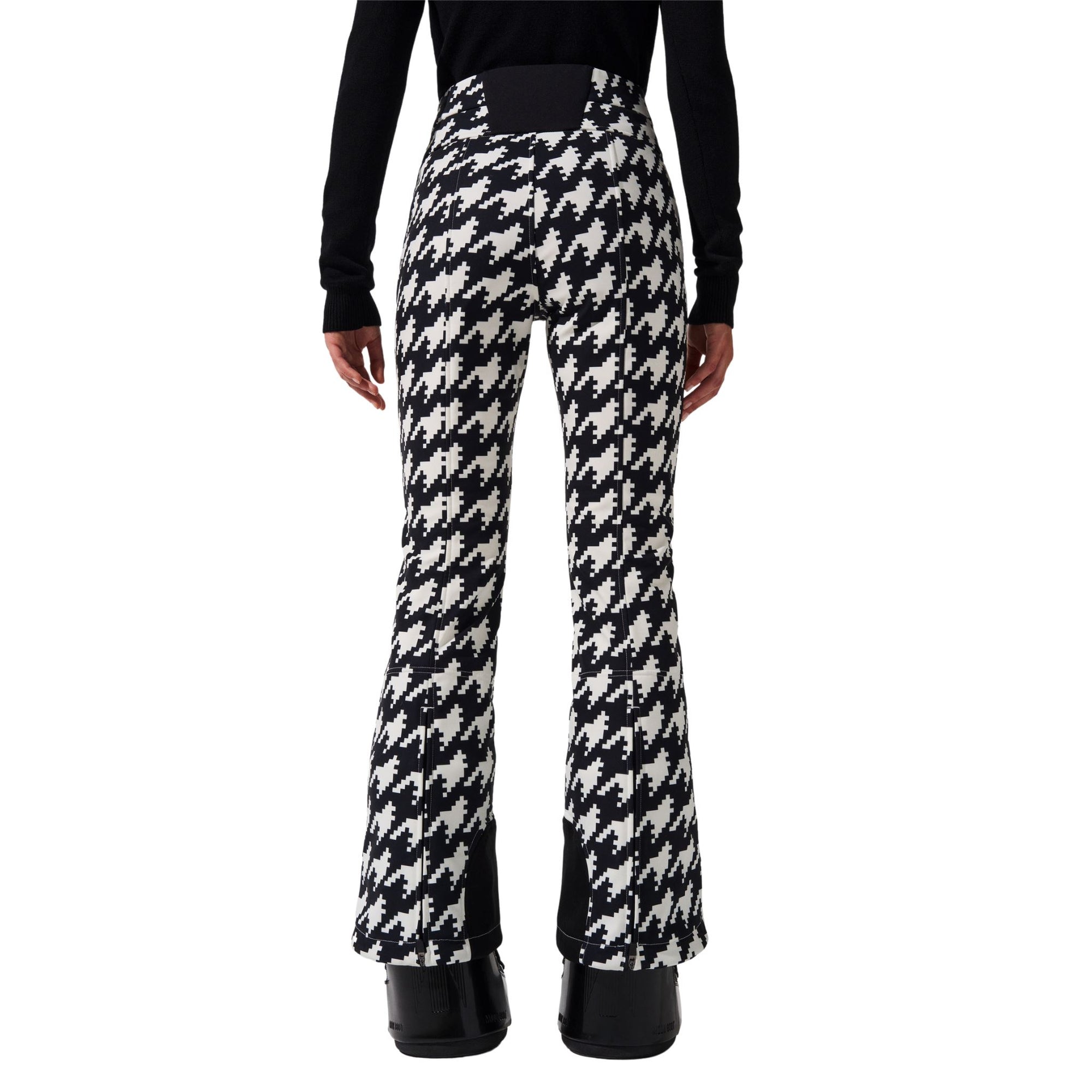 Womens Perfect Moment Aurora High Waist Flare Pant 25 - Houndstooth Black / Snow White Pants Perfect Moment XS INTL / 6-8 AU 