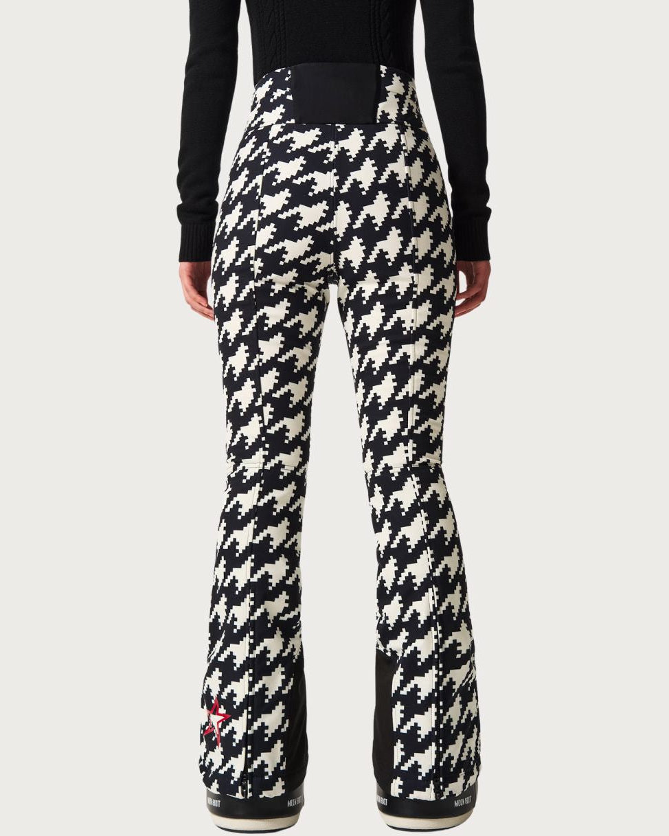 Womens Perfect Moment Aurora High Waist Flare Pant 26 - Houndstooth Black Pants Perfect Moment 