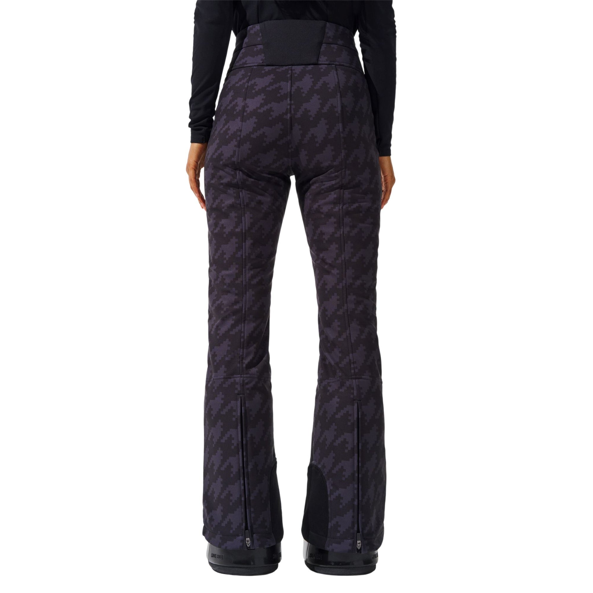 Womens Perfect Moment Aurora High Waist Flare Pant - Houndstooth Black / Black