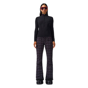 Womens Perfect Moment Aurora High Waist Flare Pant - Houndstooth Black / Black