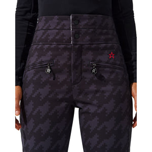 Womens Perfect Moment Aurora High Waist Flare Pant - Houndstooth Black / Black