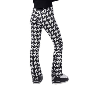 Womens Perfect Moment Aurora High Waist Flare Pant - Houndstooth Black/Snow White Pants Perfect Moment 