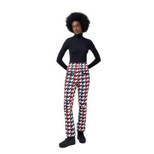 Womens Perfect Moment Aurora High Waist Flare Pant - Houndstooth Red/Navy Pants Perfect Moment 