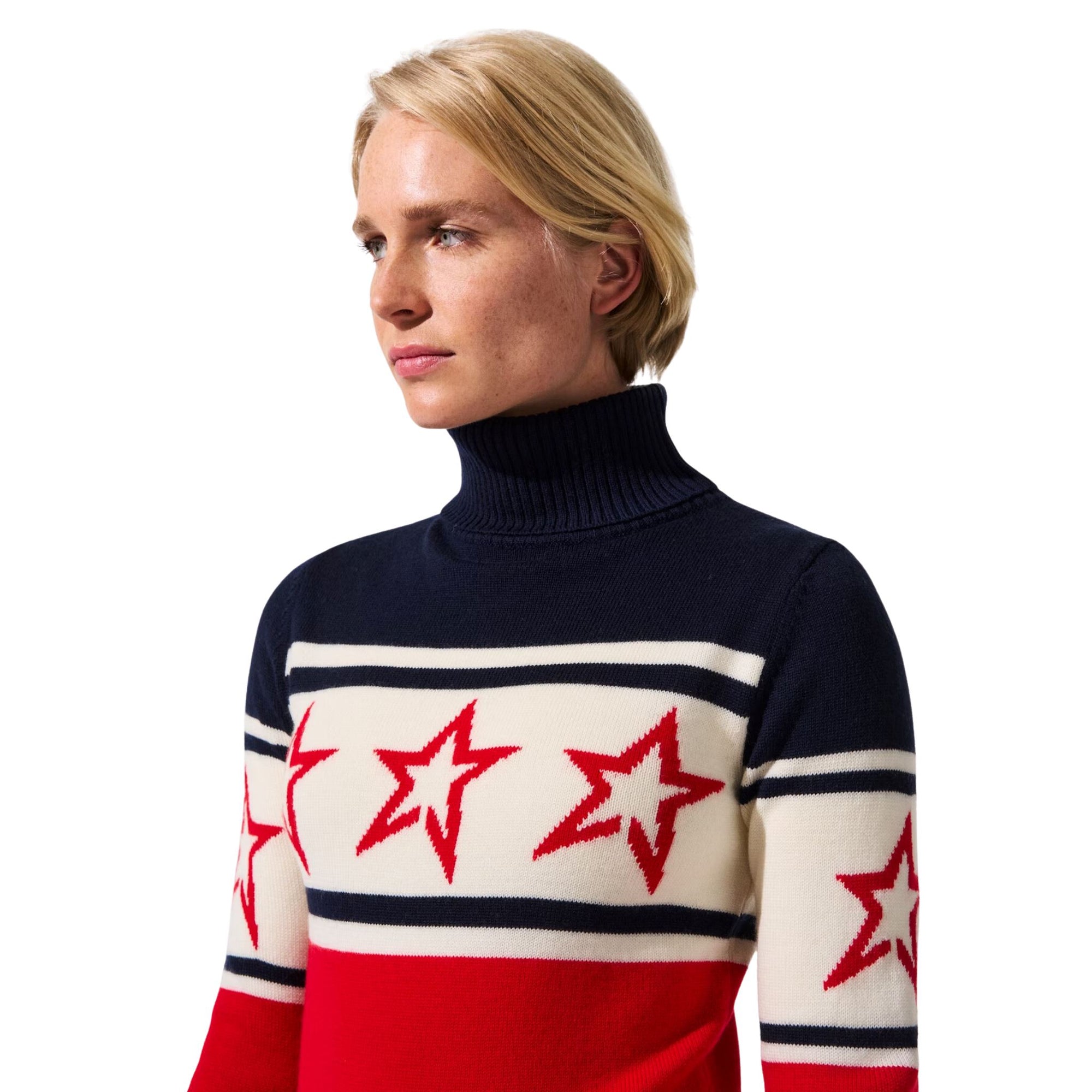 Womens Perfect Moment Chopper Merino Wool Sweater - Red/Navy Knitwear Perfect Moment XS INTL / 6-8 AU 